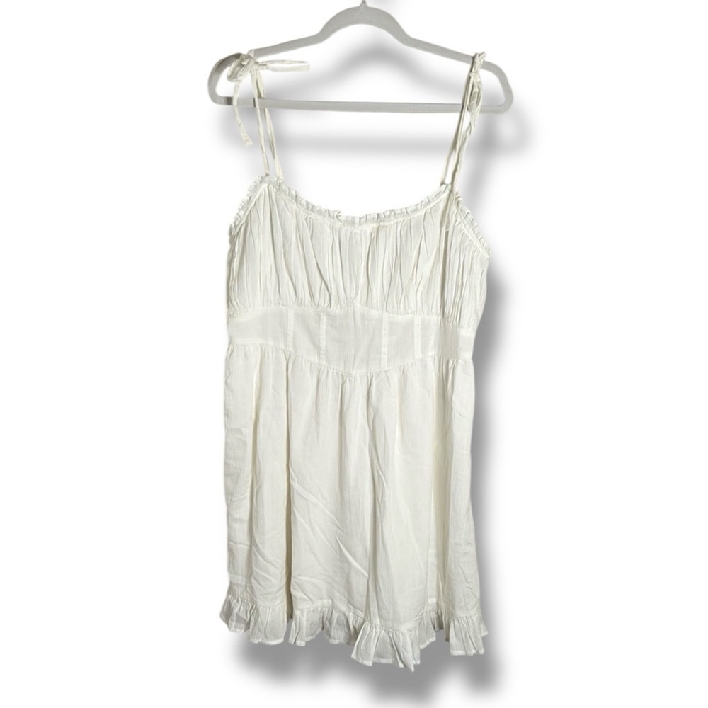 NWT Aerie Corset White Cotton Mini Dress Size Large Bridal Bachelorette Wedding